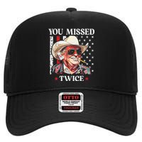 You Missed Twice Western Trump Cowboy Trump 2024 High Crown Mesh Back Trucker Hat