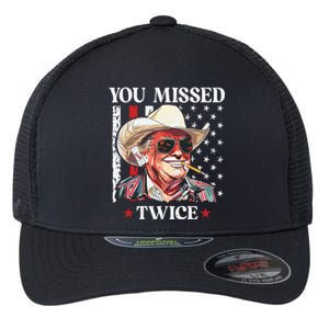 You Missed Twice Western Trump Cowboy Trump 2024 Flexfit Unipanel Trucker Cap