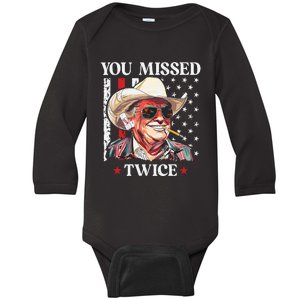 You Missed Twice Western Trump Cowboy Trump 2024 Baby Long Sleeve Bodysuit