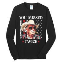 You Missed Twice Western Trump Cowboy Trump 2024 Tall Long Sleeve T-Shirt