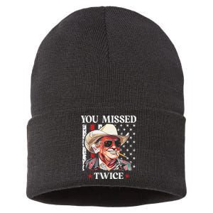 You Missed Twice Western Trump Cowboy Trump 2024 Sustainable Knit Beanie