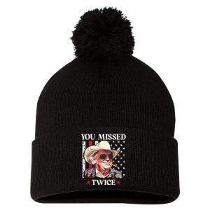 You Missed Twice Western Trump Cowboy Trump 2024 Pom Pom 12in Knit Beanie