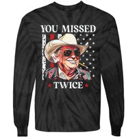 You Missed Twice Western Trump Cowboy Trump 2024 Tie-Dye Long Sleeve Shirt