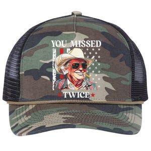 You Missed Twice Western Trump Cowboy Trump 2024 Retro Rope Trucker Hat Cap