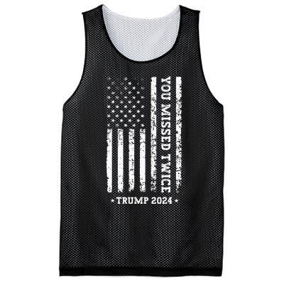 You Missed Twice You Missed Again Trump 2024 Mesh Reversible Basketball Jersey Tank