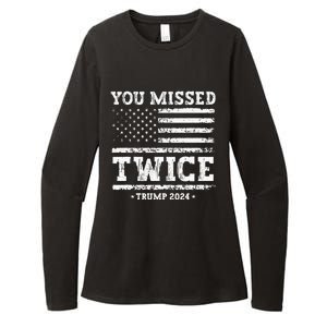 You Missed Twice Trump 2024 American Flag Womens CVC Long Sleeve Shirt