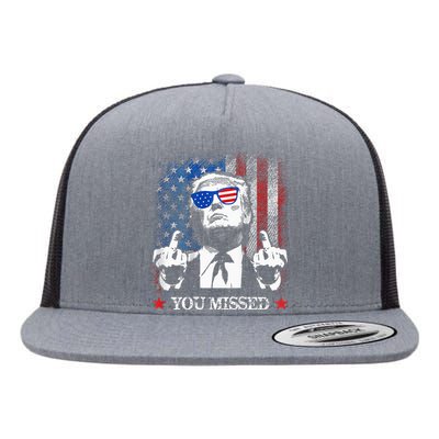 You Missed Trump 2024 Us American Flag Flat Bill Trucker Hat