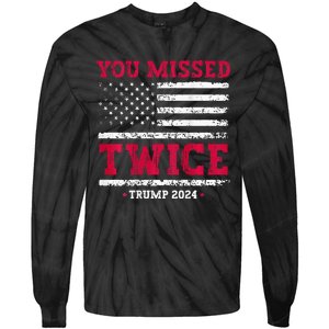 You Missed Twice Trump Assassination Tie-Dye Long Sleeve Shirt