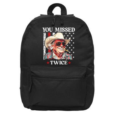 You Missed Twice Western Trump Cowboy Trump 2024 16 in Basic Backpack