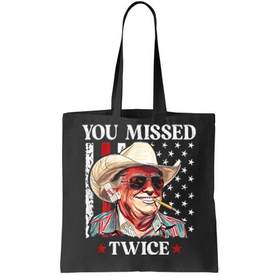 You Missed Twice Western Trump Cowboy Trump 2024 Tote Bag