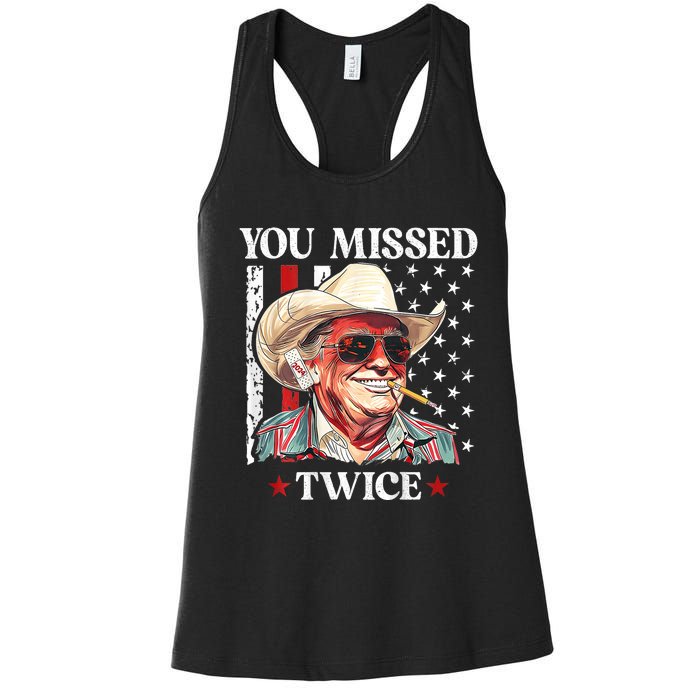 You Missed Twice Western Trump Cowboy Trump 2024 Women's Racerback Tank