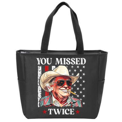 You Missed Twice Western Trump Cowboy Trump 2024 Zip Tote Bag