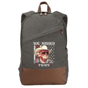 You Missed Twice Western Trump Cowboy Trump 2024 Cotton Canvas Backpack