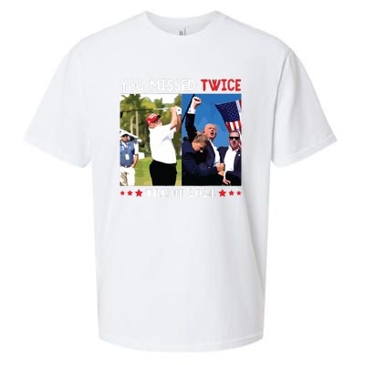 You Missed Twice Trump 2024 Sueded Cloud Jersey T-Shirt