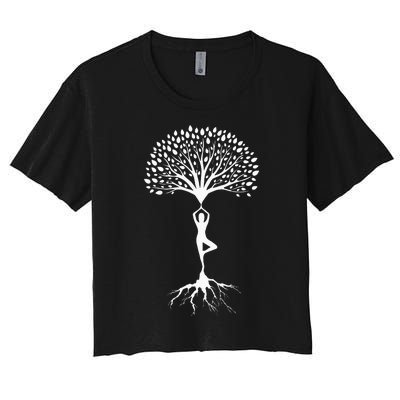 Yoga Meditation Tree Spiritual Namaste Buddhist Meditate Women's Crop Top Tee