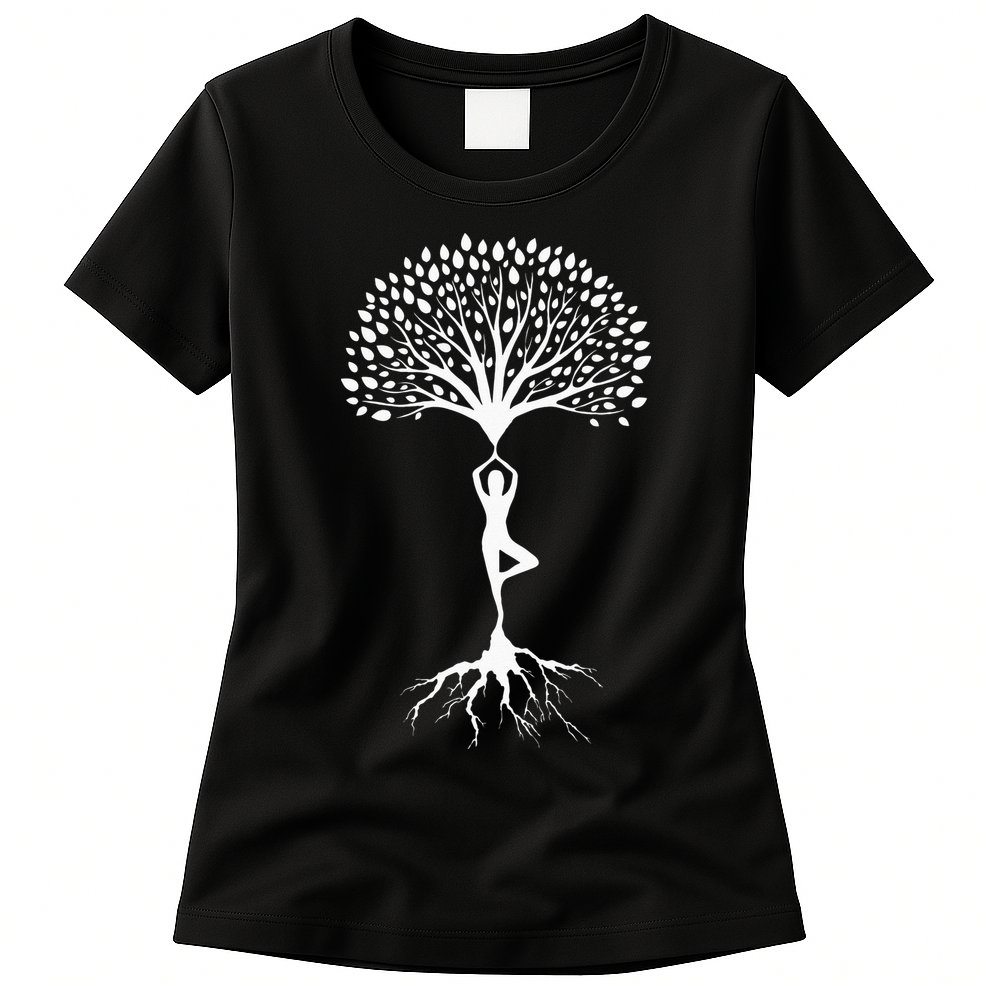 Yoga Meditation Tree Spiritual Namaste Buddhist Meditate Womens T-Shirt