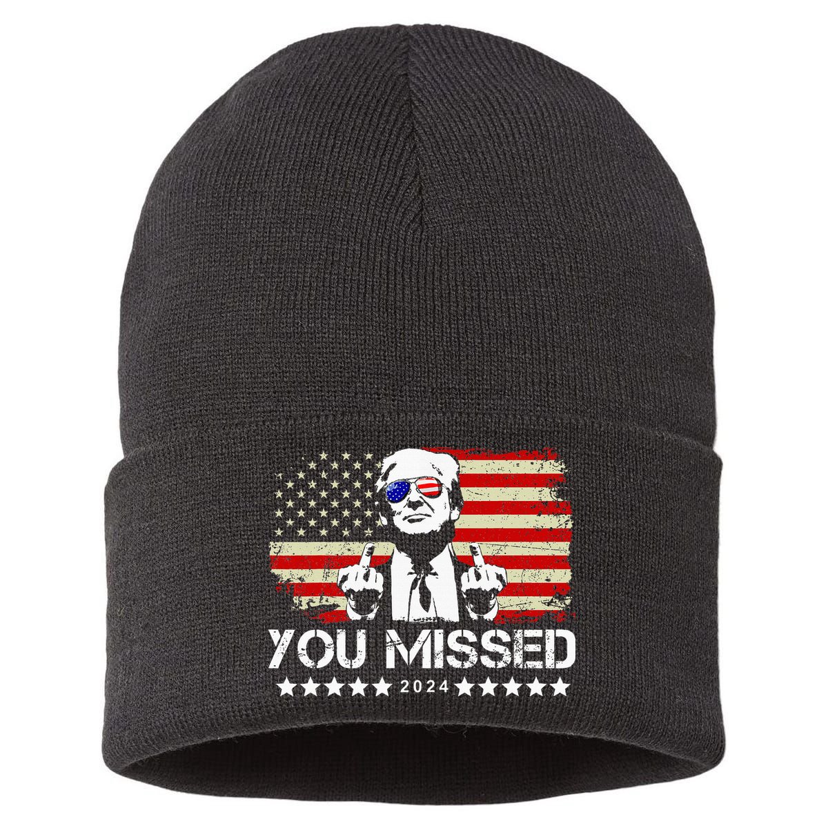 You Missed Trump 2024 President Trump 2024 Re Election Sustainable Knit Beanie