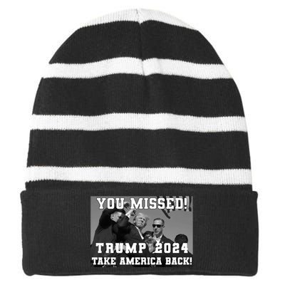 You Missed Trump 2024 Take America Back Pennsylvania Rally Striped Beanie with Solid Band