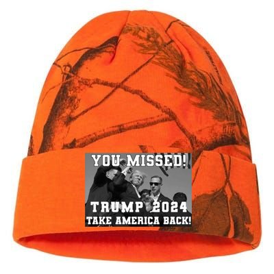 You Missed Trump 2024 Take America Back Pennsylvania Rally Kati Licensed 12" Camo Beanie