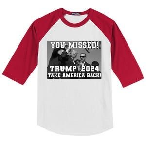 You Missed Trump 2024 Take America Back Pennsylvania Rally Kids Colorblock Raglan Jersey