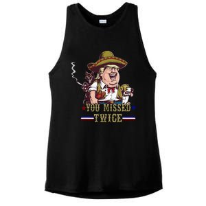 You Missed Twice Cow Western Trump 2024 Cats Dogs Ladies PosiCharge Tri-Blend Wicking Tank