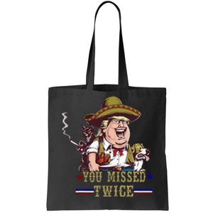 You Missed Twice Cow Western Trump 2024 Cats Dogs Tote Bag