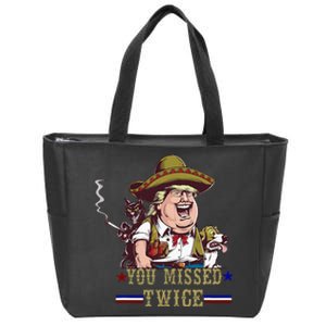 You Missed Twice Cow Western Trump 2024 Cats Dogs Zip Tote Bag