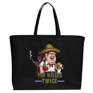 You Missed Twice Cow Western Trump 2024 Cats Dogs Cotton Canvas Jumbo Tote