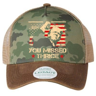 You Missed Thrice Trump Western Cowboy Three Times Us Flag Legacy Tie Dye Trucker Hat