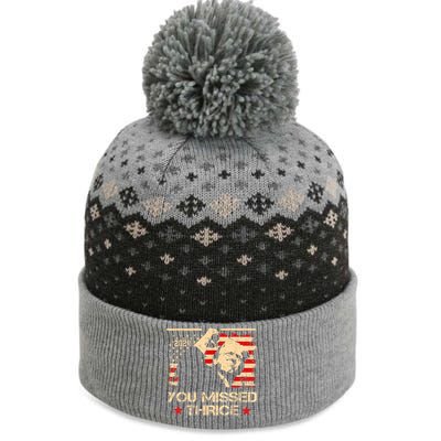 You Missed Thrice Trump Western Cowboy Three Times Us Flag The Baniff Cuffed Pom Beanie