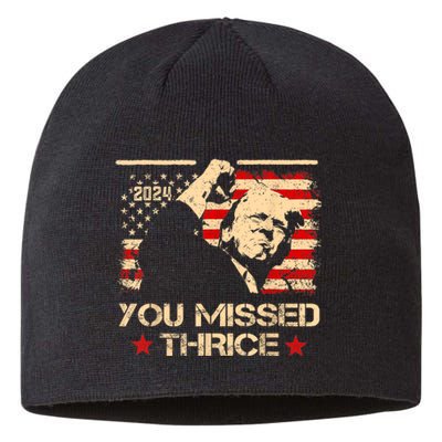 You Missed Thrice Trump Western Cowboy Three Times Us Flag Sustainable Beanie