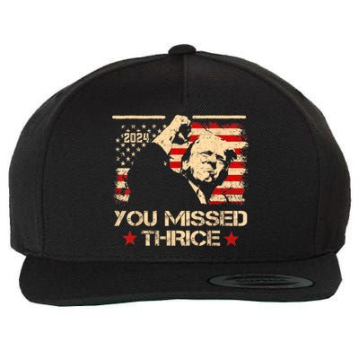 You Missed Thrice Trump Western Cowboy Three Times Us Flag Wool Snapback Cap