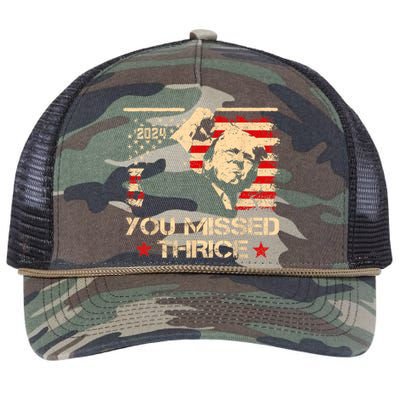 You Missed Thrice Trump Western Cowboy Three Times Us Flag Retro Rope Trucker Hat Cap