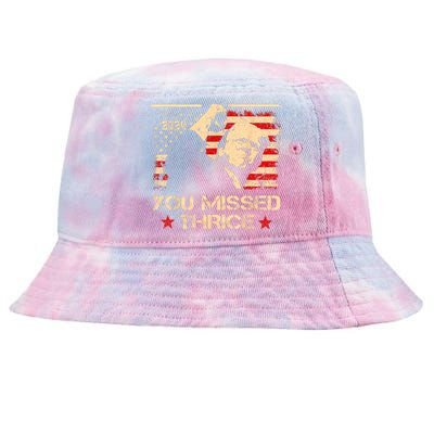 You Missed Thrice Trump Western Cowboy Three Times Us Flag Tie-Dyed Bucket Hat