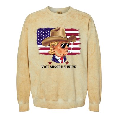 You Missed Twice Western Trump Colorblast Crewneck Sweatshirt