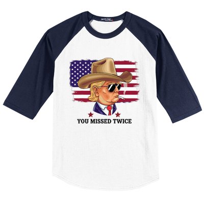 You Missed Twice Western Trump Baseball Sleeve Shirt