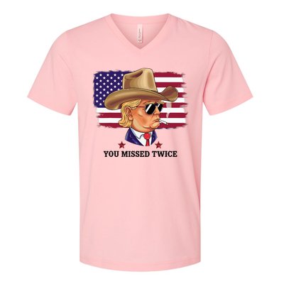 You Missed Twice Western Trump V-Neck T-Shirt