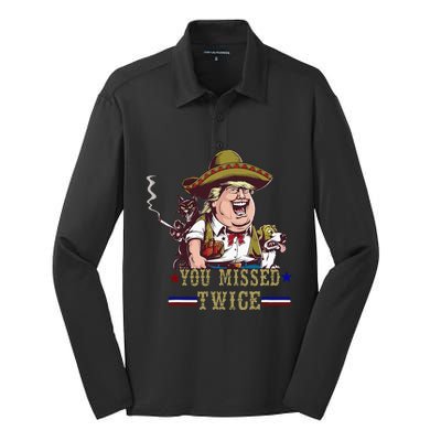 You Missed Twice Cow Western Trump 2024 Cats Dogs Silk Touch Performance Long Sleeve Polo