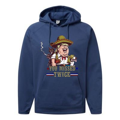 You Missed Twice Cow Western Trump 2024 Cats Dogs Performance Fleece Hoodie