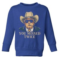 You Missed Twice Western Trump Cow Trump 2024 Us Flag Toddler Sweatshirt