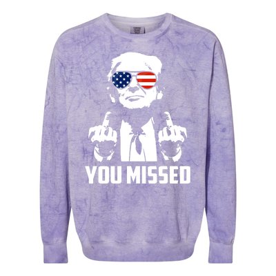 You Missed Trump Middle Finger Usa Funny Colorblast Crewneck Sweatshirt