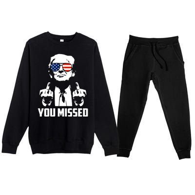 You Missed Trump Middle Finger Usa Funny Premium Crewneck Sweatsuit Set