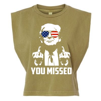 You Missed Trump Middle Finger Usa Funny Garment-Dyed Women's Muscle Tee