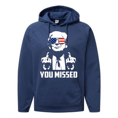 You Missed Trump Middle Finger Usa Funny Performance Fleece Hoodie