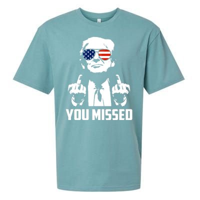 You Missed Trump Middle Finger Usa Funny Sueded Cloud Jersey T-Shirt