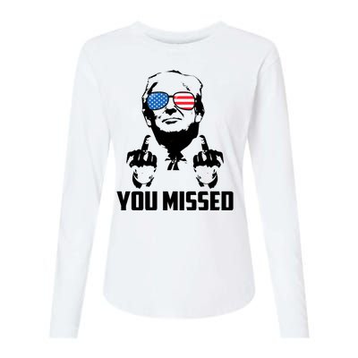 You Missed Trump Middle Finger Usa Funny Womens Cotton Relaxed Long Sleeve T-Shirt