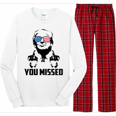 You Missed Trump Middle Finger Usa Funny Long Sleeve Pajama Set