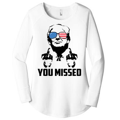 You Missed Trump Middle Finger Usa Funny Women's Perfect Tri Tunic Long Sleeve Shirt