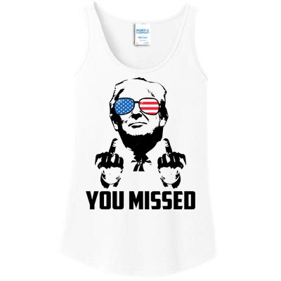 You Missed Trump Middle Finger Usa Funny Ladies Essential Tank