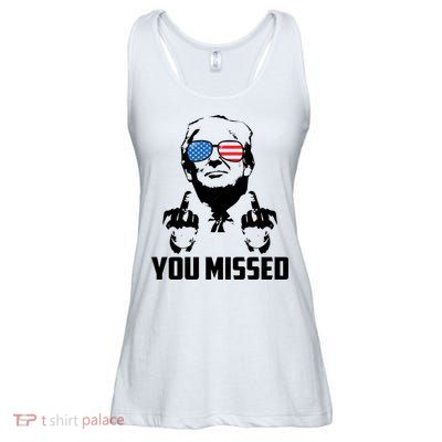 You Missed Trump Middle Finger Usa Funny Ladies Essential Flowy Tank
